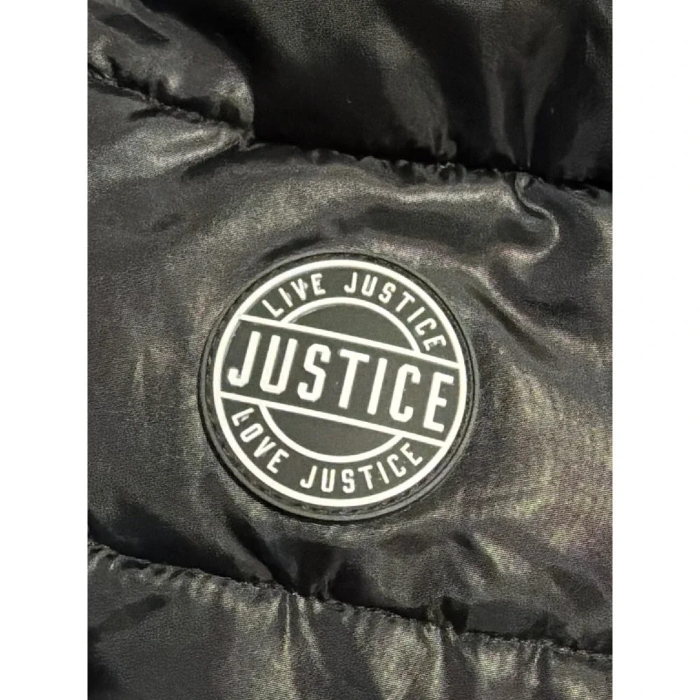Justice Girls Black Puffer Jacket Hooded Quilted Winter Coat Size 6/7